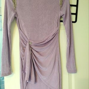 Elegant Lavender Long Sleeve Dress